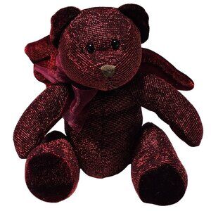 Russ Burgundy Red Angel Teddy Bear 7 inch Plush Wings Shiny Stuffed Animal Toy